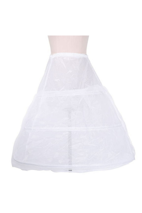 Women Bridal 3 Hoop A-Line Floor-Length Full Slip Petticoat Ball Gown Two-Layer