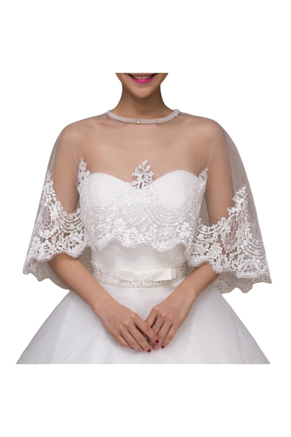 Women Bridal Shawl Tulle Graceful Lace Bridal Shawl for Special Event Wrap Shawl Wrap Lace Shrug Decoration