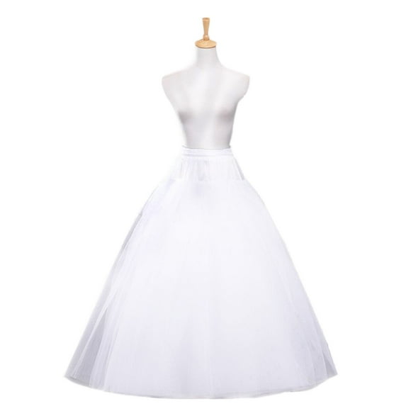 Women Bride Petticoat Crinoline Underskirts Wedding Skirt Four Layer Fluffy Gauze with Elastic Waistband and Straps White