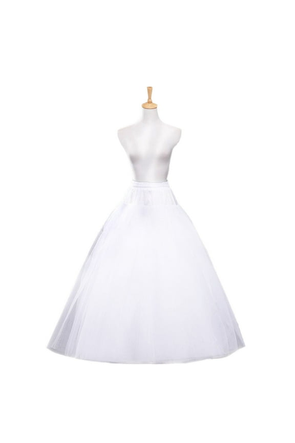 Women Bride Petticoat Crinoline Underskirts Wedding Boneless Skirt Four-Layer Gauze Fluffy Elastic Waistband With Straps (White)