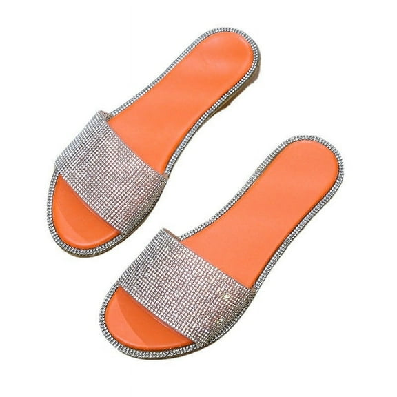 Women Bright Casual Outdoor Travel Flip Flop Beach Shoes Summer Sandals Orange 38