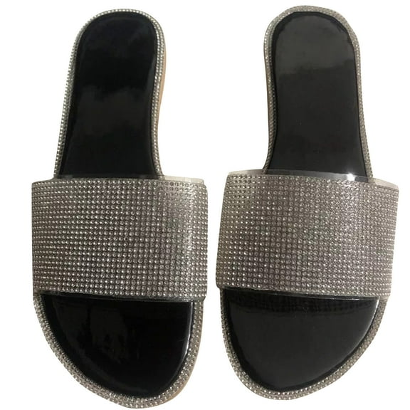 Women Bright Casual Outdoor Travel Flip Flop Beach Shoes Summer Sandals for Women Black 38