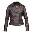 thumbnail image 1 of Women Brown Designer Biker Motorcycle Leather Jacket, 1 of 1