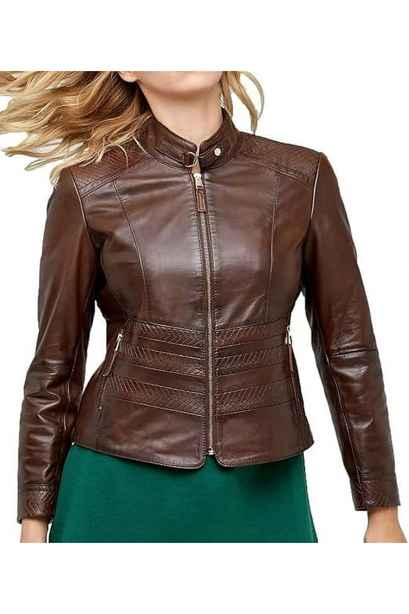 Women Brown leather jacket Casual stylish gift for her Desighner jacket W106