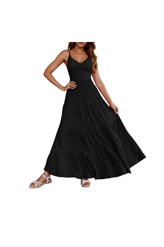 Women Brunch Sleeveless Spaghetti Strap Dresses for Women V Neck Midi Ruched Tie Knot Basic Fall Summer 2026 Clothes Trendy Country Concert Y2K