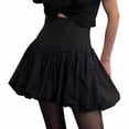 thumbnail image 1 of Women Bubble Mini Skirt High Waist A Line Short Skirt Ruffle Hem Slim Fit Skirts, 1 of 8