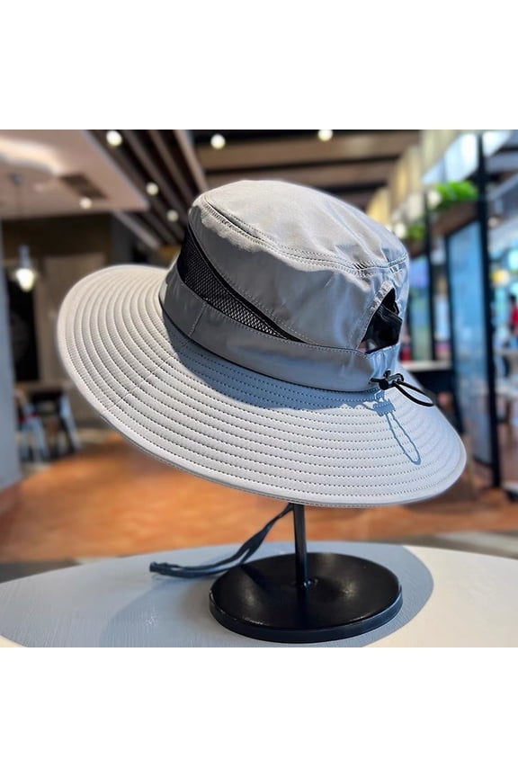 Women Bucket Hat AURORADY 50+ Men's Sun Hat Wide Brim Bucket Hat Hat for Mens Womens Beach Gardening Fishing, Light Ashy One Size Sun Hats