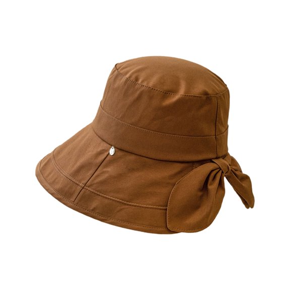 Women Bucket Hat Big Brim Back Split Bowknot Decor Trendy Lightweight Outdoor Fisherman Hat Fun Summer Beach Vacation Getaway Headwear