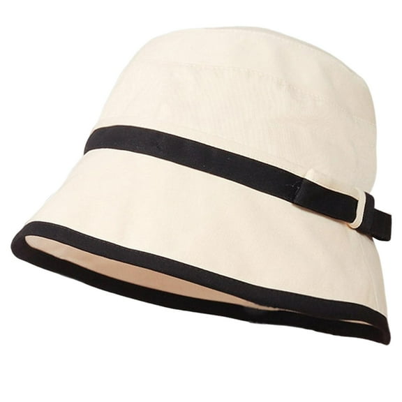 Women Bucket Hat Casual Sun Protective Hat Fisherman Caps for Fishing Travel White
