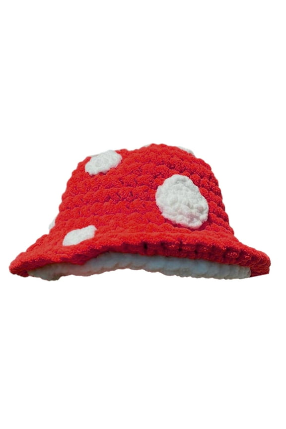 Women Bucket Hat Funny Mushroom Knitted Hat Party Costume Hat Popular Headdress