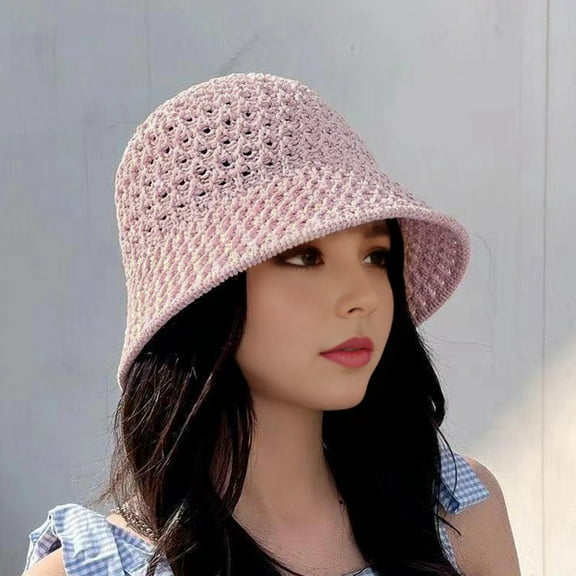 Women Bucket Hat - Handmade Crochet Floppy Hollow Out Knit Dome Bucket Cap Foldable Fisherman Hat