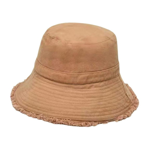 Women Bucket Hat Ladies Casual Fisherman Hat for Beach Hiking Travel Khaki