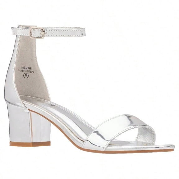 Women Buckle Decor Chunky Heeled Sandals Elegant Summer Ankle Strap Sandals Chunky Heeled Ankle Strap Sandals Low Heeled Sandal