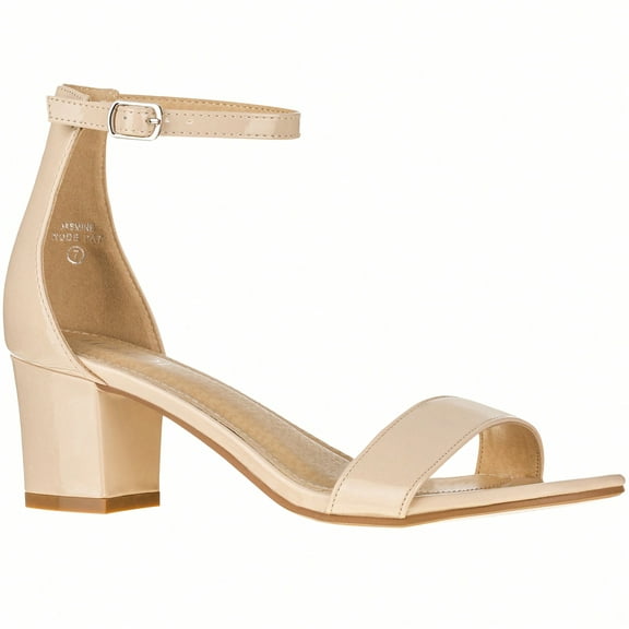 Women Buckle Decor Chunky Heeled Sandals Elegant Summer Ankle Strap Sandals Chunky Heeled Ankle Strap Sandals Low Heeled Sandal