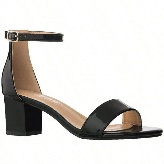 Women Buckle Decor Chunky Heeled Sandals Elegant Summer Ankle Strap Sandals Chunky Heeled Ankle Strap Sandals Low Heeled Sandal