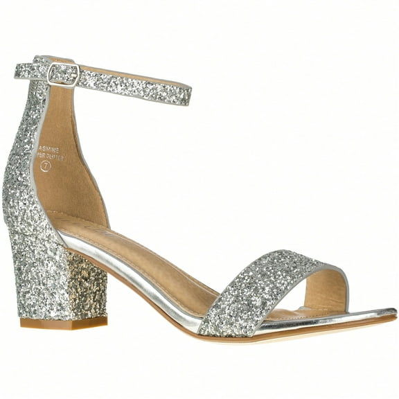 Women Buckle Decor Chunky Heeled Sandals Elegant Summer Ankle Strap Sandals Chunky Heeled Ankle Strap Sandals Low Heeled Sandal