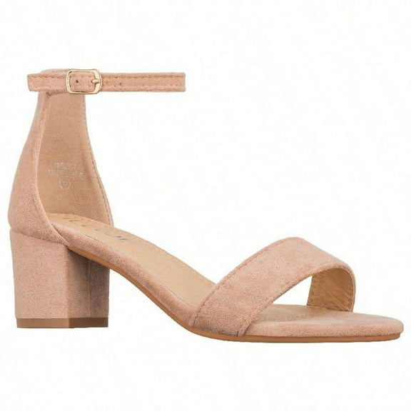 Women Buckle Decor Chunky Heeled Sandals Elegant Summer Ankle Strap Sandals Chunky Heeled Ankle Strap Sandals Low Heeled Sandal