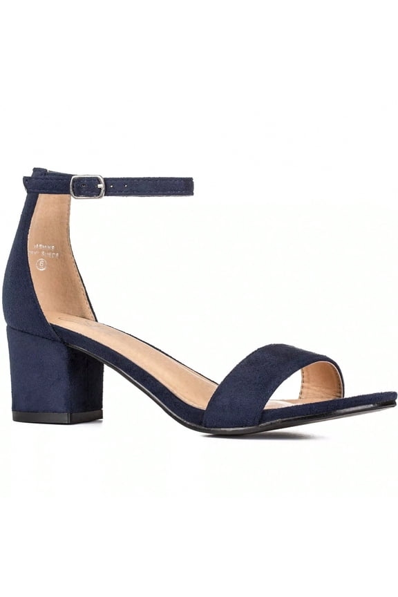 Women Buckle Decor Chunky Heeled Sandals Elegant Summer Ankle Strap Sandals Chunky Heeled Ankle Strap Sandals Low Heeled Sandal