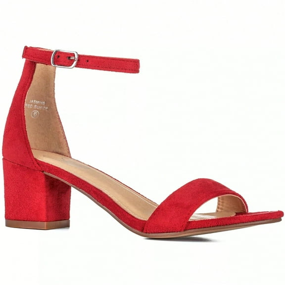 Women Buckle Decor Chunky Heeled Sandals Elegant Summer Ankle Strap Sandals Chunky Heeled Ankle Strap Sandals Low Heeled Sandal