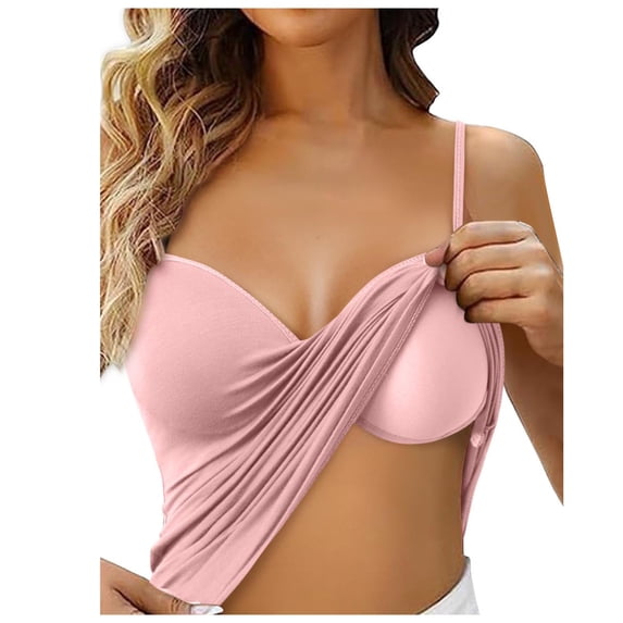 Women Built-In Bra Tank Tops 2 In 1 Comfortable Fashion Tank Top Activewear Gym Sports Basic Yoga Cami Shirt