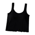 thumbnail image 1 of Women Built-In Bra Tank Tops, Ribbed Ruffle Sleeveless Casual Shirts Crop Fashion Basic Going out Tank Tops, 1 of 5