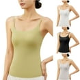thumbnail image 1 of Women Built-in Bra Tank Tops Sleeveless Casual Shirts Fashion Women's Summer Sleeveless Solid V-Neck Camisoles Tank Top Comfy White M, 1 of 4