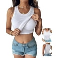 thumbnail image 1 of Women Built-in Bra Tank Tops Sleeveless Casual Shirts Racerback Ribbed Fitted Tank Tops, 1 of 6