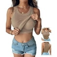 thumbnail image 1 of Women Built-in Bra Tank Tops Sleeveless Casual Shirts Racerback Ribbed Fitted Tank Tops, 1 of 6