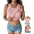 thumbnail image 1 of Women Built-in Bra Tank Tops Sleeveless Casual Shirts Racerback Ribbed Fitted Tank Tops, 1 of 6