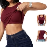Women Built-in Bra Tank Tops Sleeveless Casual Shirts Racerback Ribbed ...