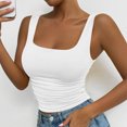 thumbnail image 1 of Womens Tank Tops Summer Square Neck Sleeveless Rib Knit Shirts Slim Fit Basic Tee Tops White XS, 1 of 6