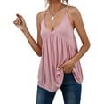 thumbnail image 1 of Women Bulid in Bra Casual Flowy Adjustable Spaghetti Strap Tank Top Pink L, 1 of 9