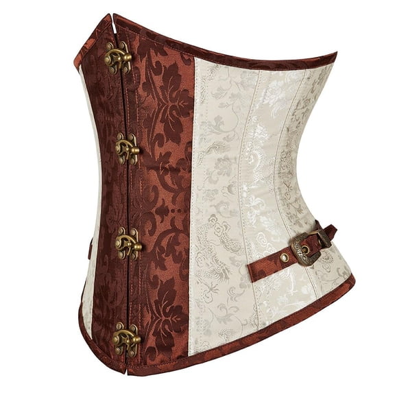 Women Burlesque Underbust Bustier Corset Top Brown M