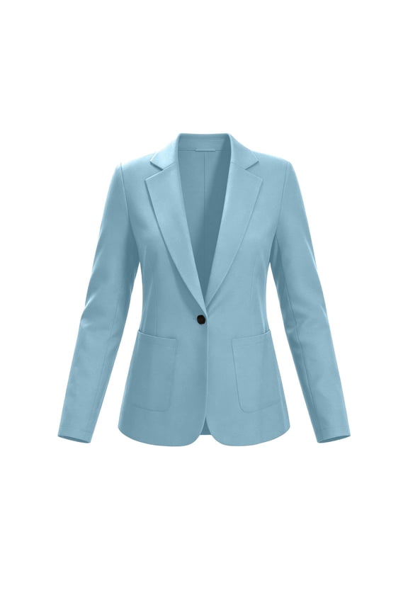 Women Business Blazer Casual Stylish Work Office Suit Jackets Long Sleeve Lapel V Neck Button Down Outwear With Pockets (XL, Blue)