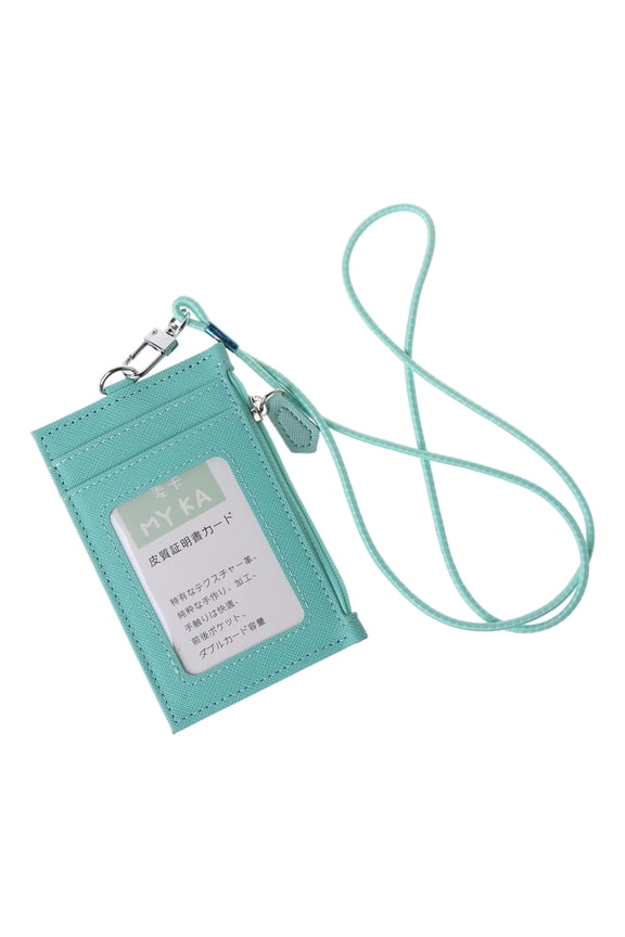 Women Business Card Holder Wallet Men PU Leather ID Cards Holders Case Neck Strap Lanyard Ladies Fashion Mini Slim Wallets