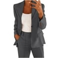 thumbnail image 1 of Women Business Casual Blazers Solid Long Sleeve Cardigan Work Suit Coat Comfortable Turndown Collar Jacket with Pockets Dark Gray L, 1 of 5