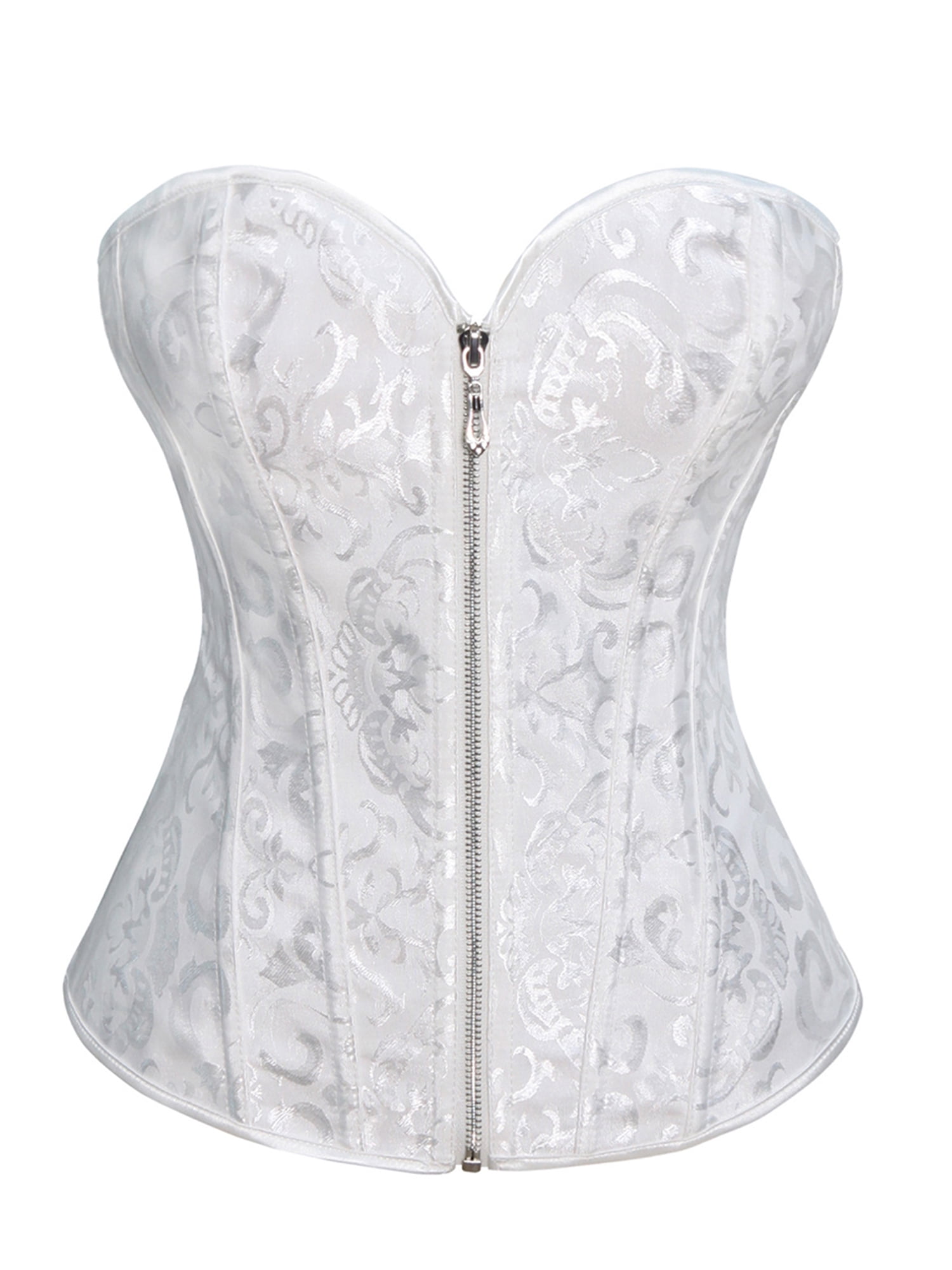Women Bustier Corset Top Fashion Zip Up Off Shoulder Sleeveless Casual Tube Tops Streetwear