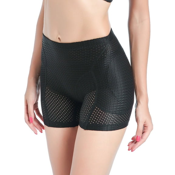 Women Butt Lifer Padded Seamless Underwear Hip Enhancer Body Shaper Tummy Control Boyshorts, Black, L
