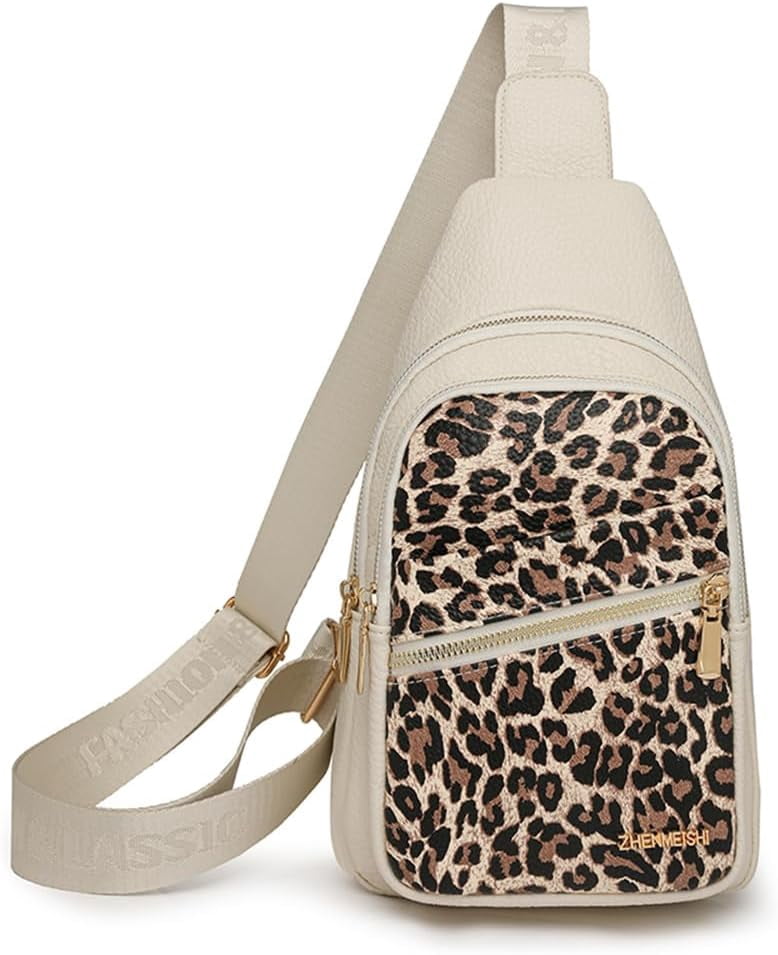 Leopard Chest Sling Bag for Women Cheetah Print Crossbody Chest Pack Animal Print Purse Leopard Purse Fanny Daypack