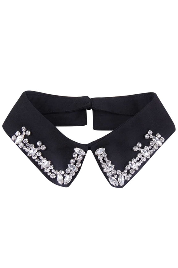 Women Button Blouse False Detachable Shirt Collar Top Accessory, Black