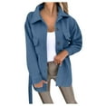 thumbnail image 1 of Women Button Down Coat Mid-Long Trench Coat With Belt Outwear Women Full Zip Sweater Womens Workout Jacket Jacket Long Women Winter Coats for Women without Hood Maternity Anorak Women Zip up Texas, 1 of 2