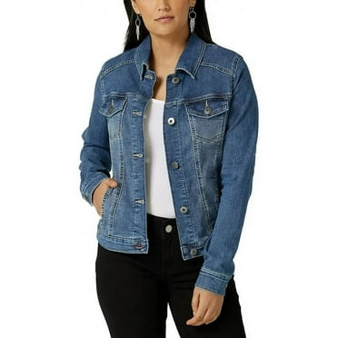 Women Button Denim Jacket Female Jean Jackets with Pockets Light Blue