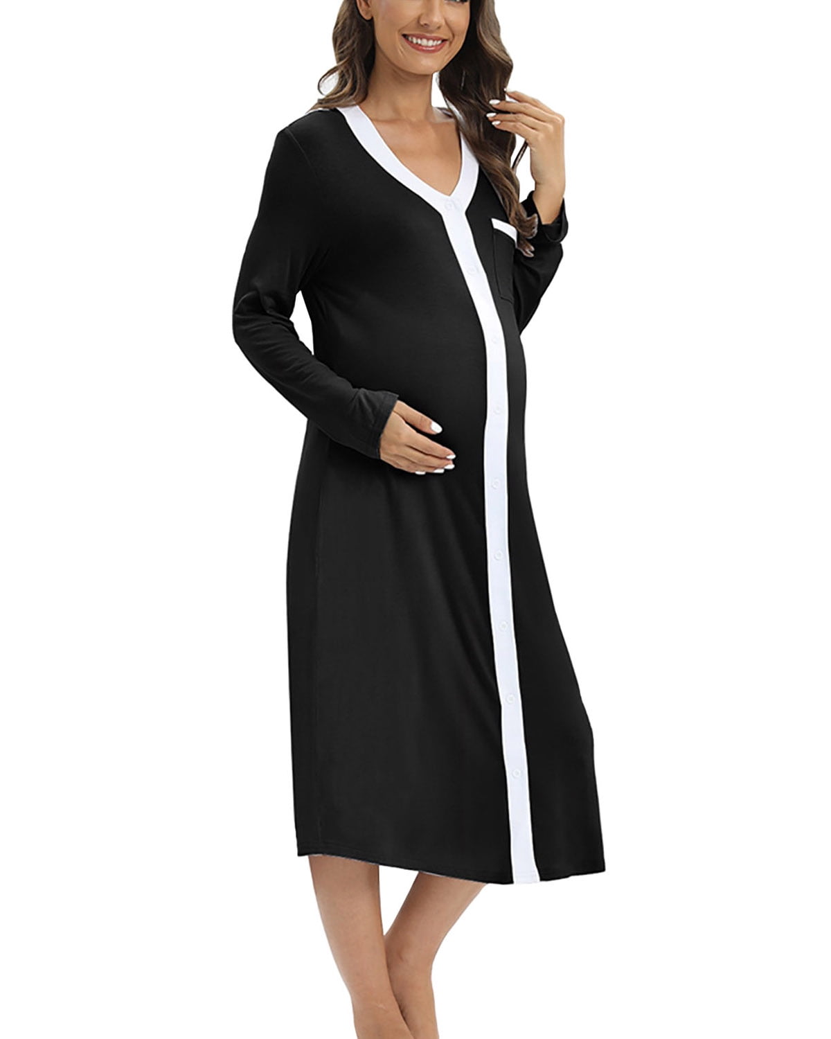 Nursing nightgown long sleeve sale