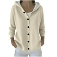 thumbnail image 1 of Women Button Down Hooded Sweatshirt Long Sleeve Casual Pullover Hoodies Lightweight Fall Tops Outfits, 1 of 6