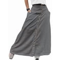 thumbnail image 1 of Women Button Down Maxi Skirts High Waist A-Line Pleated Long Skirts with Pockets Gray XXL, 1 of 7