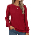 thumbnail image 1 of SOMER Womens Tops Long Sleeve Shirts Dressy Casual Blouse Pleated Puff Tunic Tops for Going Out,2025 Fall, 1 of 9