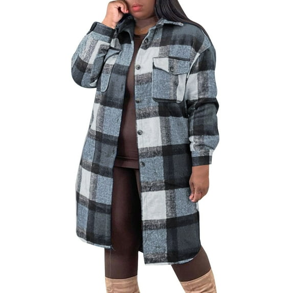 Women Button Down Shirts Aztec Shacket Long Sleeve Button Down Collared Shirt Jacket With Pockets Long Coat Blouses Top
