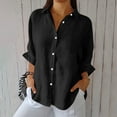 thumbnail image 1 of Women Button Down Shirts Cotton Linen Blouse Tops 3/4 Sleeve Gauze Collar Shirt Tunic Loose Fit Fashion Trendy Clothes, 1 of 6