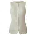 thumbnail image 1 of Women Button Down Vest Ribbed Sleeveless Cardigan Tank Top Y2k Crewneck Slim Fit Knit Vest Tops Going Out Crop Top S, 1 of 7