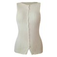 thumbnail image 1 of Women Button Down Vest Ribbed Sleeveless Cardigan Tank Top Y2k Crewneck Slim Fit Knit Vest Tops Going Out Crop Top M, 1 of 7